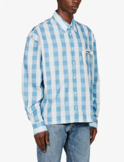Jacquemus La Chemise Papier Plaid-patterned Boxy-fit Cotton-poplin Shirt -Selfidges Launches R04182832 PRINTCHECKBLUEWHITE ALT02
