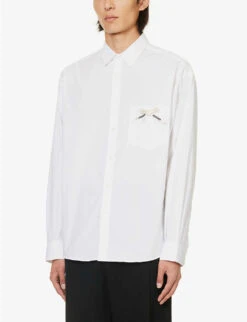 Jacquemus La Chemise Simon Bow-embellished Boxy-fit Stretch-cotton Shirt -Selfidges Launches R04182833 WHITE ALT02