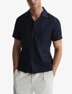 Reiss Tokyo Patch-pocket Regular-fit Woven Shirt -Selfidges Launches R04184283 NAVY ALT02