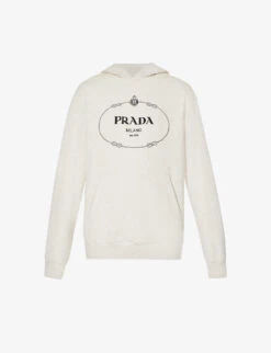 Prada Logo Graphic-print Cotton-jersey Hoody