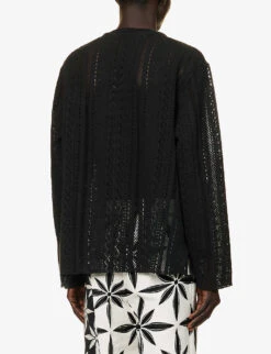 Semi-sheer Dropped-shoulder Woven Top -Selfidges Launches R04186232 BLACK ALT03