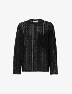 Semi-sheer Dropped-shoulder Woven Top