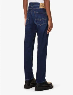 Replay Rocco Regular-fit Straight-leg Stretch-denim Jeans -Selfidges Launches R04186408 DARKBLUE ALT03