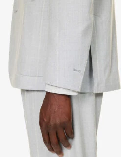 ELEVENTY Striped Drawstring-waistband Regular-fit Wool Suit -Selfidges Launches R04187217 LIGHTBLUE ALT05