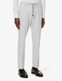 ELEVENTY Striped Drawstring-waistband Regular-fit Wool Suit -Selfidges Launches R04187217 LIGHTBLUE ALT06