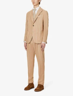 ELEVENTY Regular-fit Drawstring-waistband Wool Suit -Selfidges Launches R04187218 CAMEL ALT02