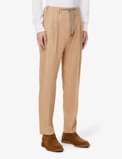 ELEVENTY Regular-fit Drawstring-waistband Wool Suit -Selfidges Launches R04187218 CAMEL ALT03