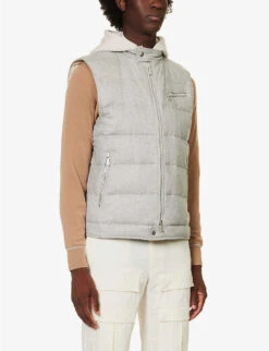 ELEVENTY Funnel-neck Silk And Cashmere-blend Gilet -Selfidges Launches R04187231 GREYSAND ALT02