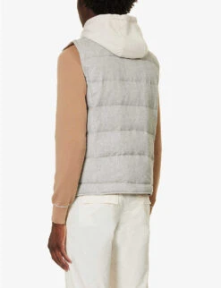 ELEVENTY Funnel-neck Silk And Cashmere-blend Gilet -Selfidges Launches R04187231 GREYSAND ALT03