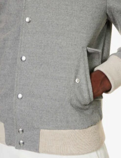 ELEVENTY Varsity Ribbed-trim Regular-fit Wool Jacket -Selfidges Launches R04187236 DARKGREY ALT04