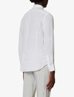 ELEVENTY Camicia Spread-collar Regular-fit Linen Shirt -Selfidges Launches R04187306 WHITE ALT03