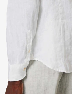 ELEVENTY Camicia Spread-collar Regular-fit Linen Shirt -Selfidges Launches R04187306 WHITE ALT05