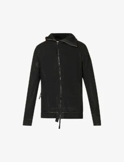 Zipper 2 Balaclava-hood Faded Cotton-jersey Hoody