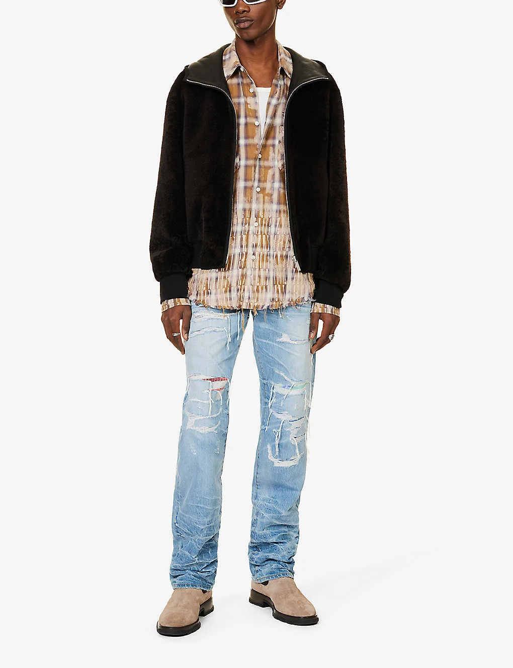 Amiri Bleach Flannel Checked Raw-hem Cotton Shirt 4 Amiri Bleach Flannel Checked Raw-hem Cotton Shirt - Image 2