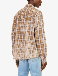 Amiri Bleach Flannel Checked Raw-hem Cotton Shirt 10 Amiri Bleach Flannel Checked Raw-hem Cotton Shirt -Selfidges Launches R04188166 BROWN ALT03