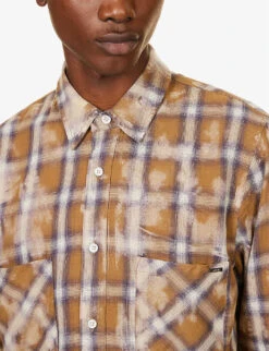 Amiri Bleach Flannel Checked Raw-hem Cotton Shirt 11 Amiri Bleach Flannel Checked Raw-hem Cotton Shirt -Selfidges Launches R04188166 BROWN ALT04