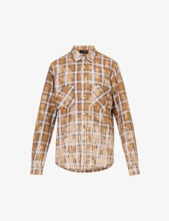 Amiri Bleach Flannel Checked Raw-hem Cotton Shirt