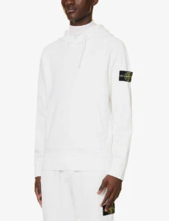 Stone Island Logo-badge Relaxed-fit Cotton-jersey Hoody 9 Stone Island Logo-badge Relaxed-fit Cotton-jersey Hoody -Selfidges Launches R04188794 WHITE ALT02
