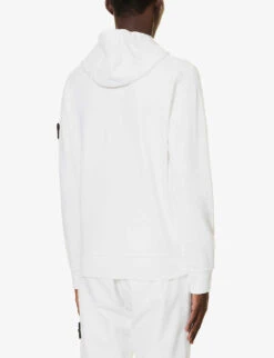 Stone Island Logo-badge Relaxed-fit Cotton-jersey Hoody 10 Stone Island Logo-badge Relaxed-fit Cotton-jersey Hoody -Selfidges Launches R04188794 WHITE ALT03
