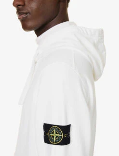 Stone Island Logo-badge Relaxed-fit Cotton-jersey Hoody 11 Stone Island Logo-badge Relaxed-fit Cotton-jersey Hoody -Selfidges Launches R04188794 WHITE ALT04