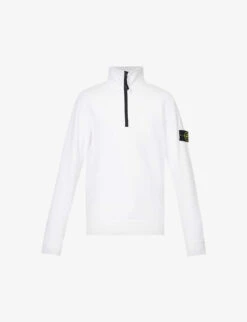 Stone Island Funnel-neck Brand-badge Cotton-jersey Sweatshirt