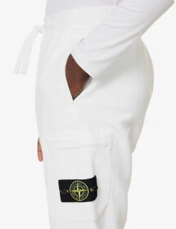 Stone Island Logo-badge Zip-pocket Cotton-jersey Jogging Bottoms -Selfidges Launches R04188796 WHITE ALT04