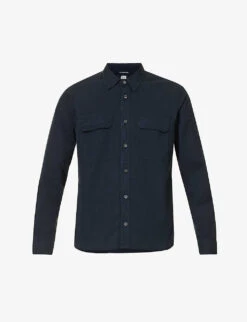 Lens-pocket Button-down Cotton-poplin Shirt