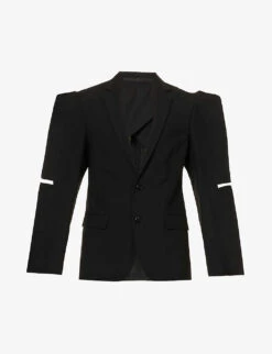 Icarus Padded-shoulder Slim-fit Wool Blazer