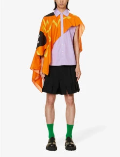 Art Asymmetric-panel Regular-fit Cotton-poplin Shirt -Selfidges Launches R04190818 LAVENDER ALT02