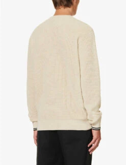 Fred Perry Waffle-knit Brand-embroidered Regular-fit Cotton-knit Jumper 10 Fred Perry Waffle-knit Brand-embroidered Regular-fit Cotton-knit Jumper -Selfidges Launches R04191209 OATMEAL ALT03