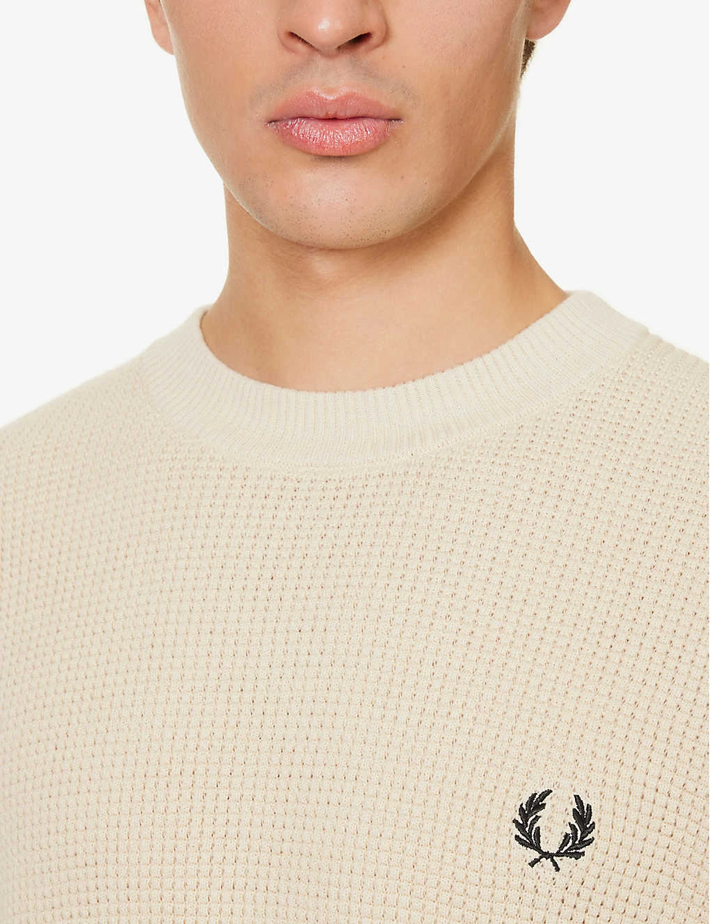 Fred Perry Waffle-knit Brand-embroidered Regular-fit Cotton-knit Jumper 7 Fred Perry Waffle-knit Brand-embroidered Regular-fit Cotton-knit Jumper - Image 5