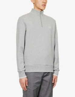 Fred Perry Ringer Brand-embroidered Quarter-zip Cotton-blend Sweatshirt 9 Fred Perry Ringer Brand-embroidered Quarter-zip Cotton-blend Sweatshirt -Selfidges Launches R04191219 STEELMARL ALT02
