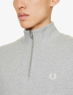 Fred Perry Ringer Brand-embroidered Quarter-zip Cotton-blend Sweatshirt 11 Fred Perry Ringer Brand-embroidered Quarter-zip Cotton-blend Sweatshirt -Selfidges Launches R04191219 STEELMARL ALT04