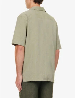 Sunspel Camp-collar Short-sleeved Cotton-blend Shirt 10 Sunspel Camp-collar Short-sleeved Cotton-blend Shirt -Selfidges Launches R04194521 HUNTERGREENMELANGE ALT03