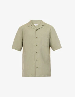 Sunspel Camp-collar Short-sleeved Cotton-blend Shirt