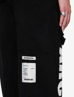 Brand-print Wide-leg Relaxed-fit Cotton-jersey Jogging Bottoms -Selfidges Launches R04194912 BLACK ALT04
