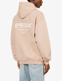 Represent Owners' Club Logo-print Cotton-jersey Hoody -Selfidges Launches R04195323 STUCCO ALT02