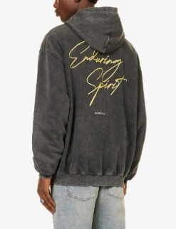 Represent Enduring Spirit Graphic-print Cotton-jersey Hoody -Selfidges Launches R04195325 VINTAGEGREY ALT03