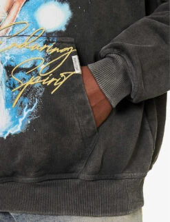 Represent Enduring Spirit Graphic-print Cotton-jersey Hoody -Selfidges Launches R04195325 VINTAGEGREY ALT04