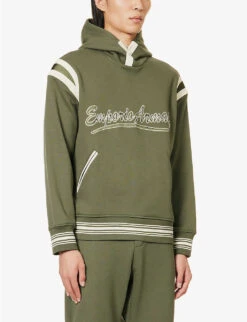 Emporio Armani Brand-embroidered Dropped-shoulder Cotton-jersey Hoody -Selfidges Launches R04196943 SCARABEO ALT02