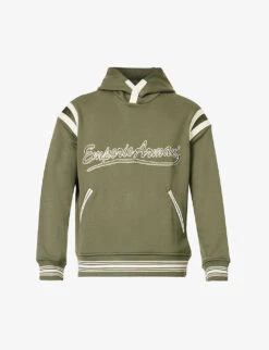 Emporio Armani Brand-embroidered Dropped-shoulder Cotton-jersey Hoody