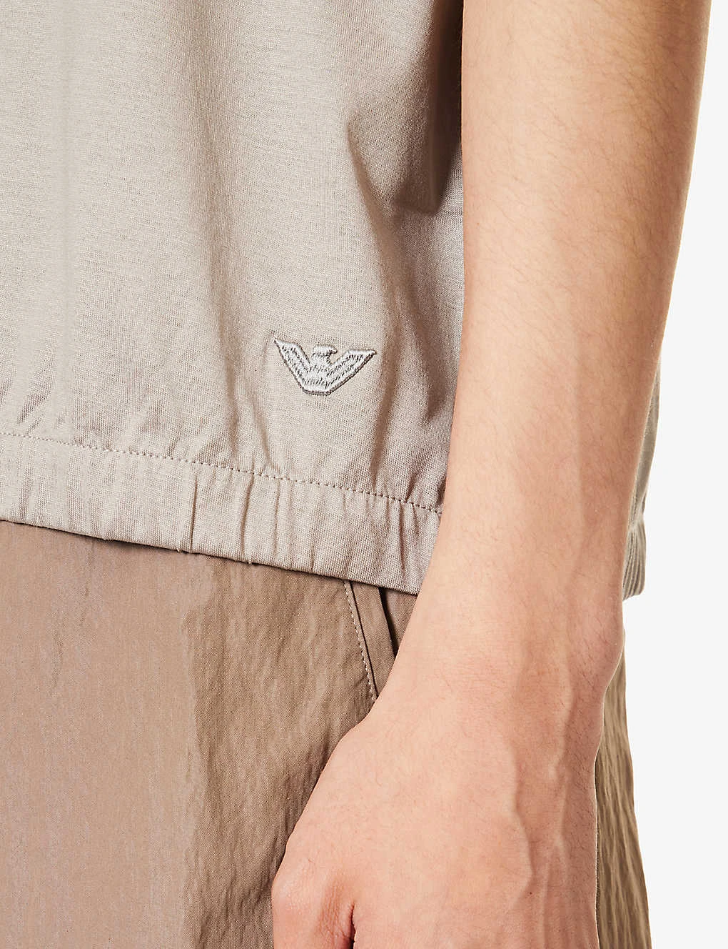 Emporio Armani Brand-embroidered Short-sleeved Jersey Hoody 7 Emporio Armani Brand-embroidered Short-sleeved Jersey Hoody - Image 5