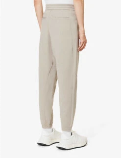 Emporio Armani Drawstring-waist Tapered-leg Mid-rise Cotton-blend Jogging Bottoms -Selfidges Launches R04196969 GREIGE ALT03