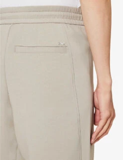 Emporio Armani Drawstring-waist Tapered-leg Mid-rise Cotton-blend Jogging Bottoms -Selfidges Launches R04196969 GREIGE ALT04
