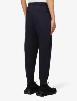 Emporio Armani Logo-embroidered Tapered-leg Mid-rise Cotton-blend Jogging Bottoms -Selfidges Launches R04196972 BLUNAVY ALT03