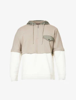 Emporio Armani Contrast-panel Relaxed-fit Cotton-jersey Hoody