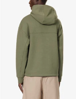 Emporio Armani Brand-embroidered Ribbed-trim Cotton-blend Hooded Jumper -Selfidges Launches R04196975 SCARABEO ALT03