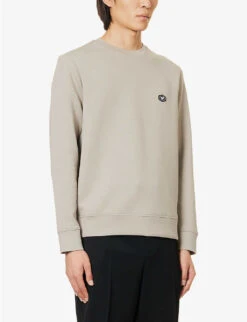 Emporio Armani Logo-print Cotton-blend Jersey Hoody 9 Emporio Armani Logo-print Cotton-blend Jersey Hoody -Selfidges Launches R04196977 GREIGE ALT02