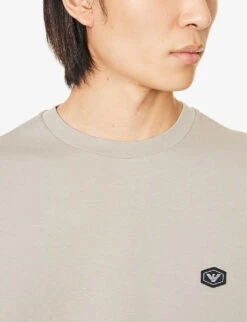 Emporio Armani Logo-print Cotton-blend Jersey Hoody 11 Emporio Armani Logo-print Cotton-blend Jersey Hoody -Selfidges Launches R04196977 GREIGE ALT04