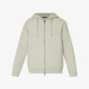 Emporio Armani Brand-embroidered Ribbed-trim Cotton-jersey Hoody -Selfidges Launches R04196978 SALVIA M